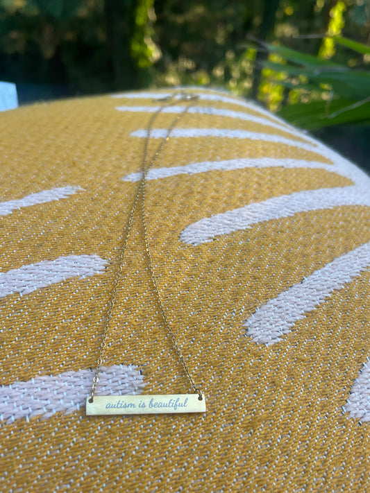 Autism Dainty Bar Necklace