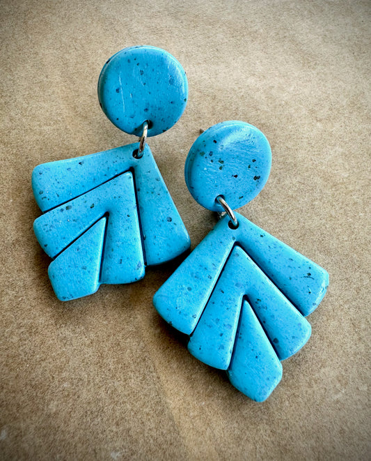 GEO DANGLE EARRINGS (with clay stud top)