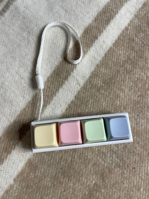 Fidget White Keyboard Keychain- Four Buttons